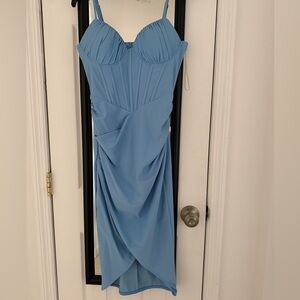 Fashion Nova Strapless Blue Dress